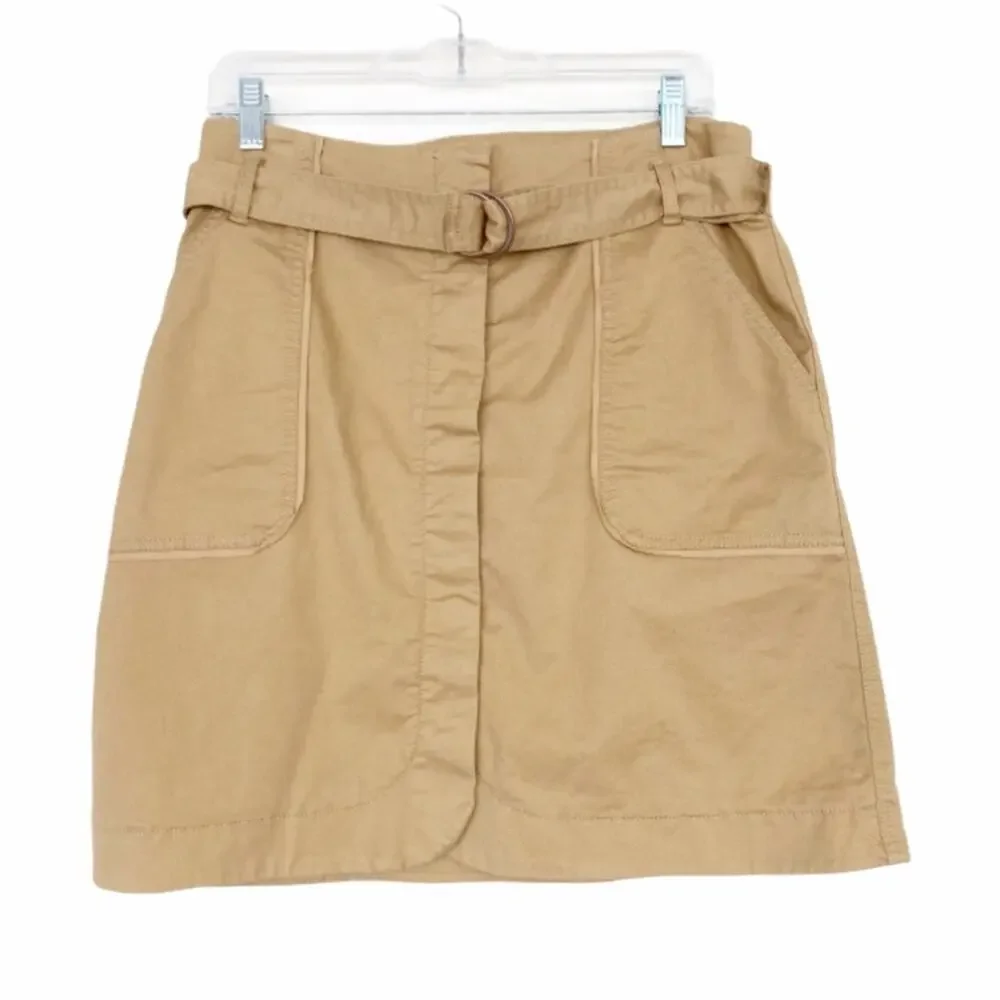 Ann Taylor Loft Tan Khaki Belted Skirt Sz 10P